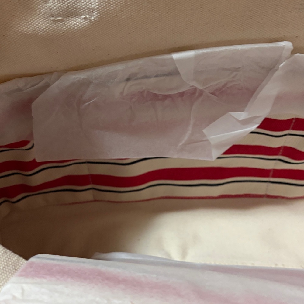 Parke Cream Canvas Tote Bag ( larger 1) with Red Logo - Picture 3 of 5